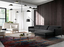 Zwarte leren chaise longuebank rechts