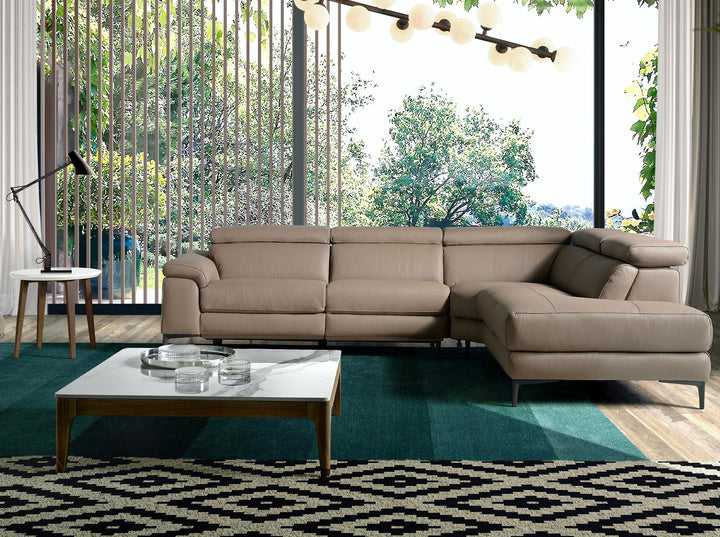 Relaxing right-hand chaise longue sofa in mink leather