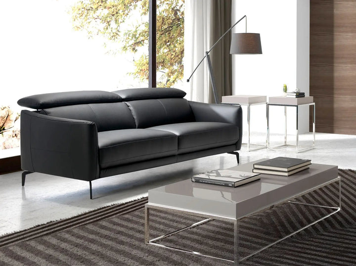 3-seater black leather sofa