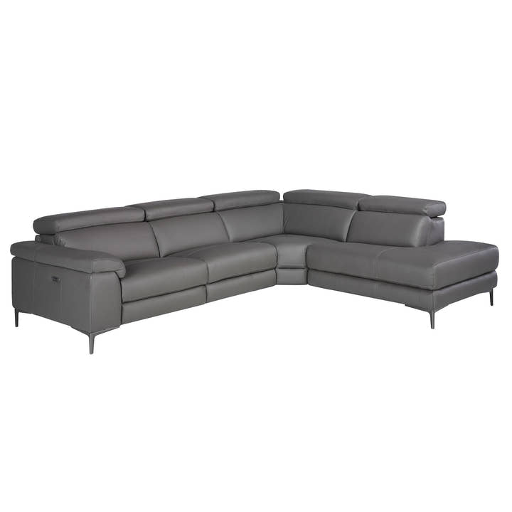 Sofá chaise longue relax derecha piel gris oscuro - Sofás - El Workshop - gris
