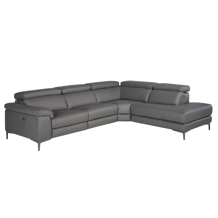 Sofá chaise longue relax derecha piel gris oscuro - Sofás - El Workshop - gris