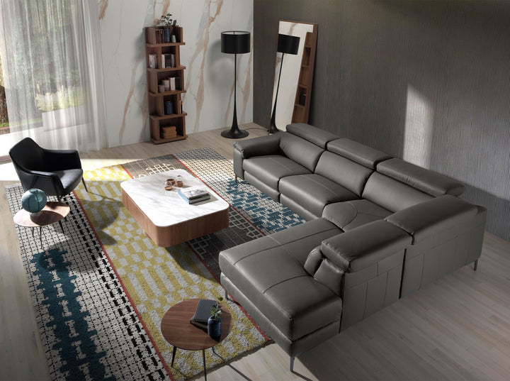 Sofá chaise longue relax derecha piel gris oscuro - Sofás - El Workshop - gris