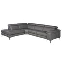 Relax-Chaiselongue-Sofa links, dunkelgraues Leder