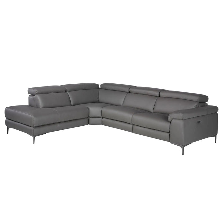 Sofá chaise longue relax izquierda piel gris oscuro