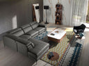 Relax-Chaiselongue-Sofa links, dunkelgraues Leder