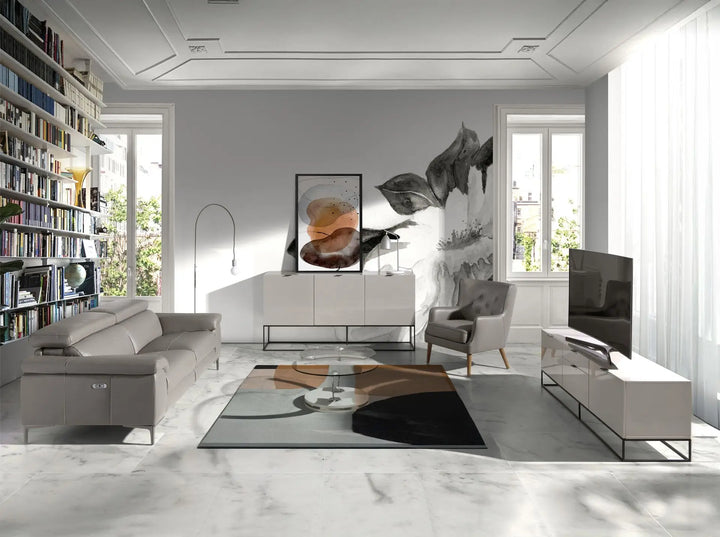 Sofá relax 2 plazas piel gris oscuro