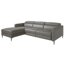 Relaxing chaise longue sofa left, dark grey leather