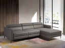 Sofá chaise longue relax derecha piel gris oscuro - Sofá - El Workshop-Gris Oscuro