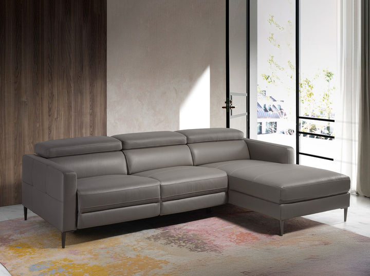 Sofá chaise longue relax derecha piel gris oscuro - Sofá - El Workshop-Gris Oscuro