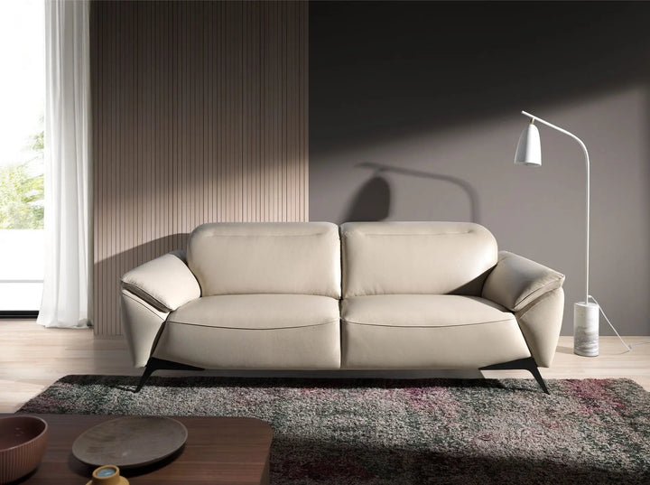 3-seater taupe leather sofa