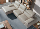 sofá chaise longue izquierda piel gris taupe, vista 3