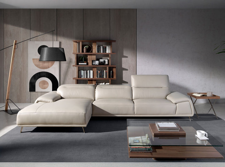 Sofá chaise longue izquierda piel gris taupe - Sofá - El Workshop-Gris Taupe
