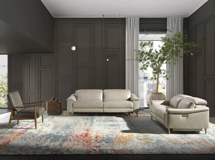 Sofá relax 3 plazas piel gris taupe - Sofás - El Workshop - Gris taupe