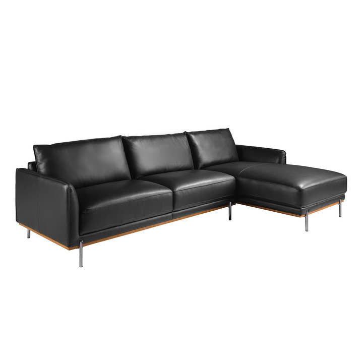 Sofá chaise longue derecha piel negro - Sofás - El Workshop - Negro