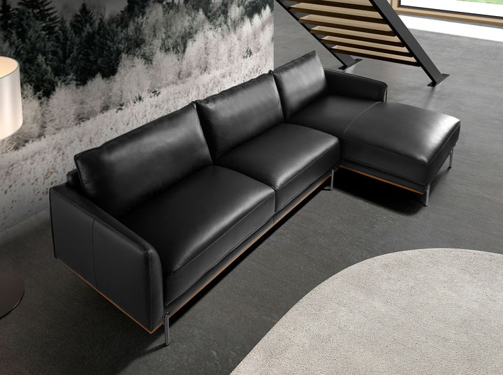 Sofá chaise longue derecha piel negro - Sofás - El Workshop - Negro