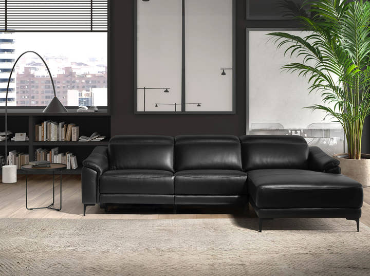 Sofá chaise longue relax derecha piel negro - Sofás - El Workshop - negro