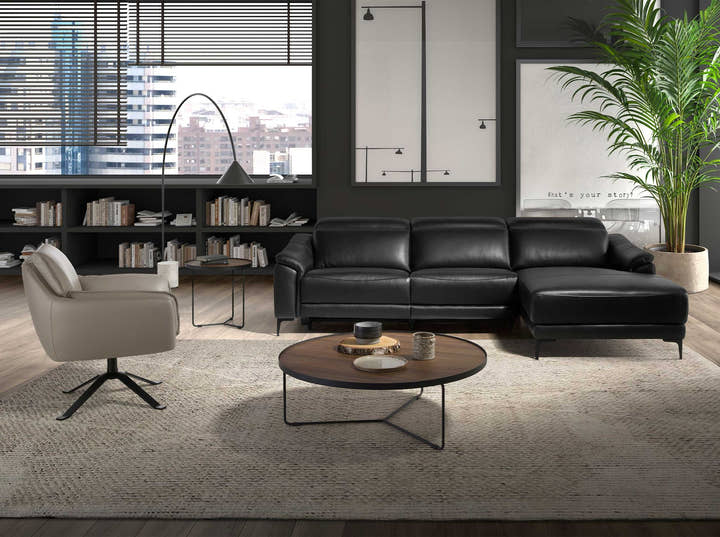 Sofá chaise longue relax derecha piel negro - Sofás - El Workshop - negro