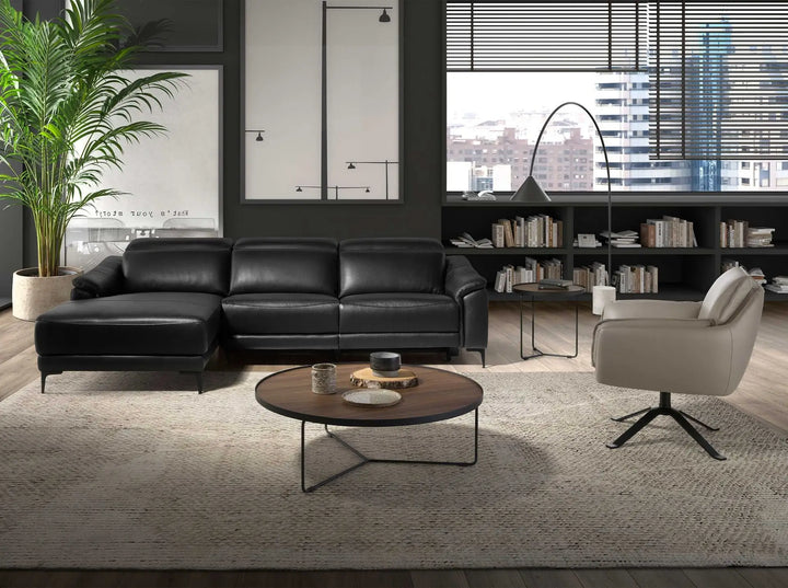 Sofá chaise longue relax izquierda piel negro