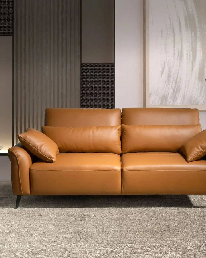 Sofá 2 plazas piel marrón - Sofá - El Workshop - Marrón claro