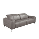 3-seater gray leather relax sofa