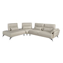 Sandfarbenes Ledersofa mit Chaiselongue links