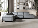 Relaxing right-hand chaise longue sofa in grey leather