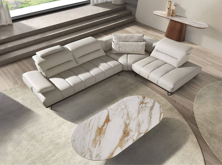 Sofá chaise longue derecha piel gris claro - Sofás - El Workshop - gris