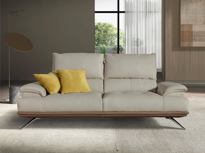 Sofá 3 plazas piel gris taupe - Sofás - El Workshop - gris taupe