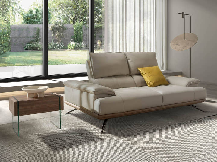 Sofá 2 plazas piel gris taupe - Sofás - El Workshop - gris taupe