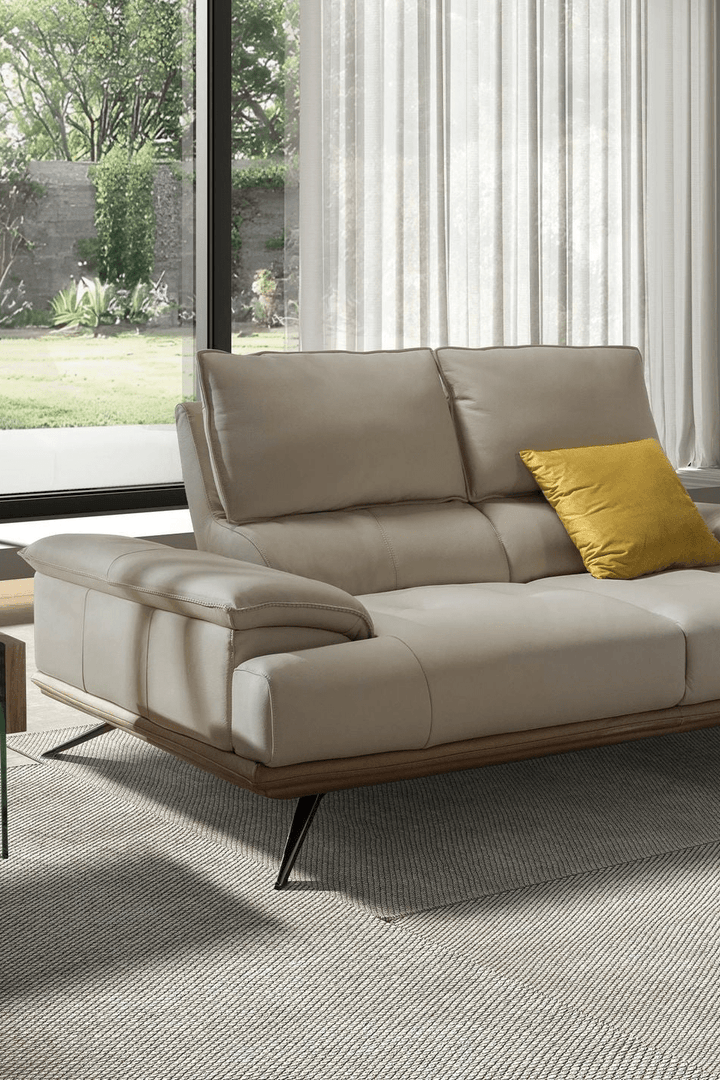 Sofá 2 plazas piel gris taupe - Sofás - El Workshop - gris taupe