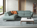 Sofá chaise longue relax izquierda piel verde turquesa - Sofás - El Workshop - verde turquesa