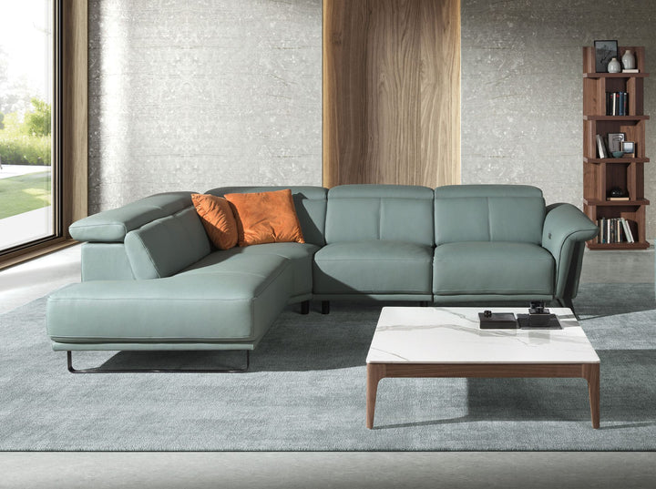 Sofá chaise longue relax izquierda piel verde turquesa - Sofás - El Workshop - verde turquesa
