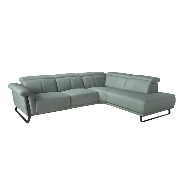 Sofá chaise longue relax derecha piel verde turquesa - Sofás - El Workshop - verde turquesa