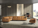 Modular brown leather relax corner sofa