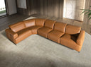 Modular brown leather relax corner sofa