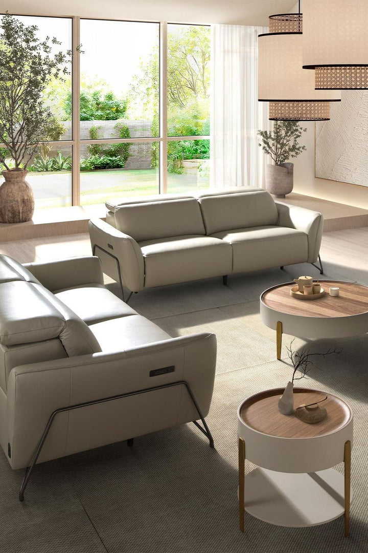 2-seater sand leather relax sofa