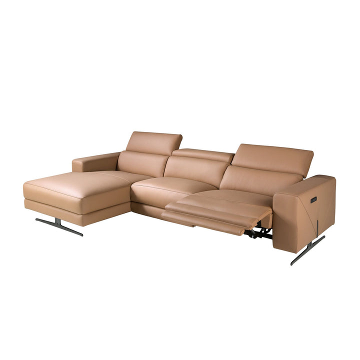 Sofá chaise longue relax izquierda piel marrón