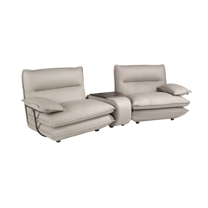 Sofá 2 plazas piel gris taupe