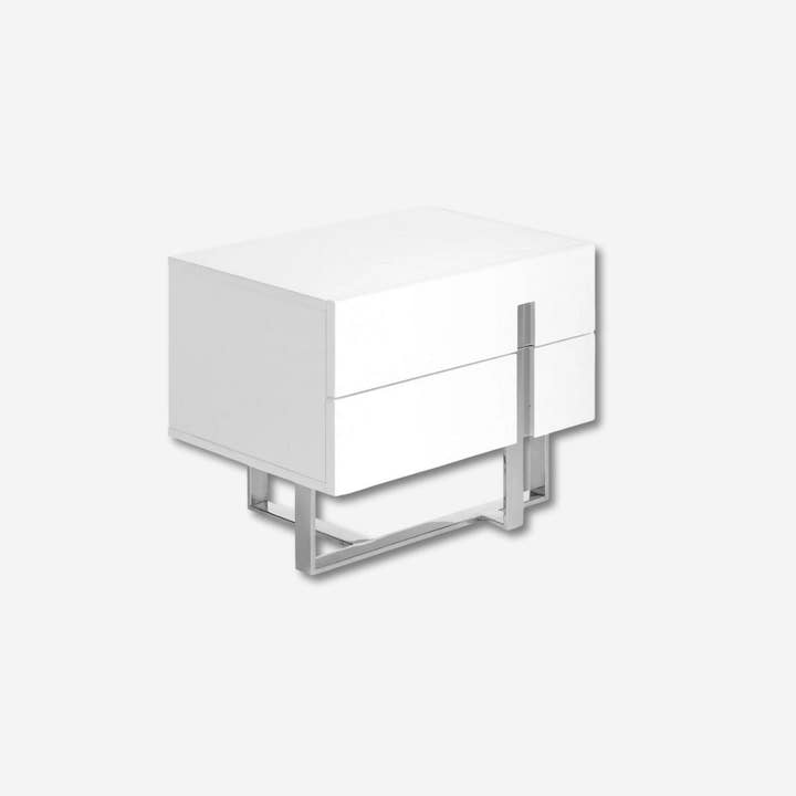 Mesita de noche madera blanco y acero cromado - Mesitas de noche - El Workshop - blanco