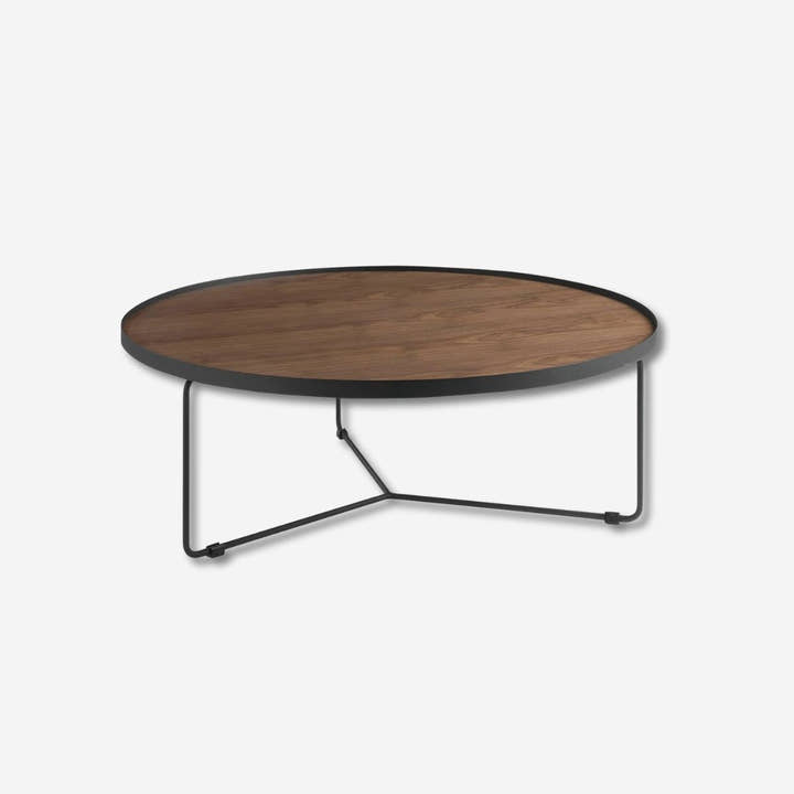 Mesa centro redonda nogal y acero negro - Mesa de centro - El Workshop - Ø100x35cm