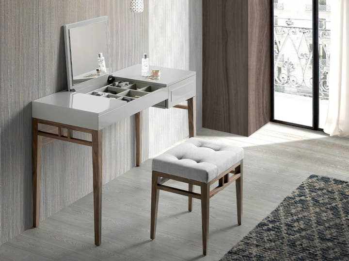 Tocador madera gris y nogal con espejo - Tocador - El Workshop - Madera DM lacada