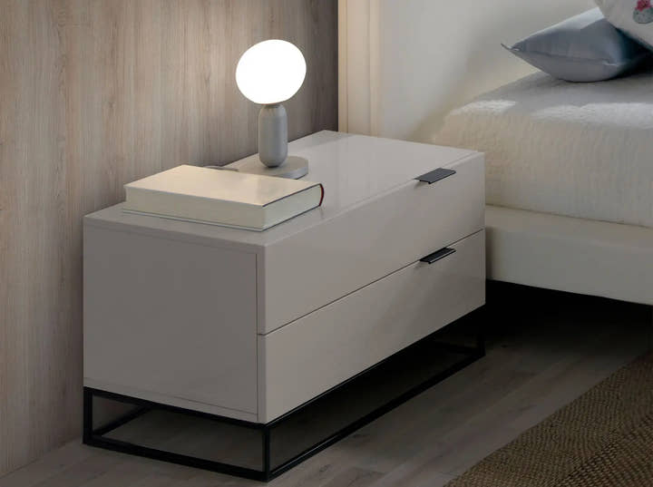 Mesita de noche madera gris y acero negro - Mesitas de noche - El Workshop - gris - claro