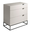 cómoda madera gris y acero negro