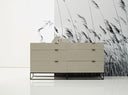 cómoda madera gris y acero negro, vista 4