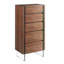 Walnut and tempered glass chiffonier