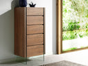 Walnut and tempered glass chiffonier