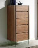 Walnut and tempered glass chiffonier