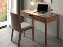 Notenhouten kaptafel met glazen blad met marmereffect