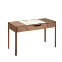 Notenhouten kaptafel met glazen blad met marmereffect