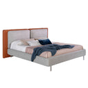 Cama polipiel color marrón y tela color gris